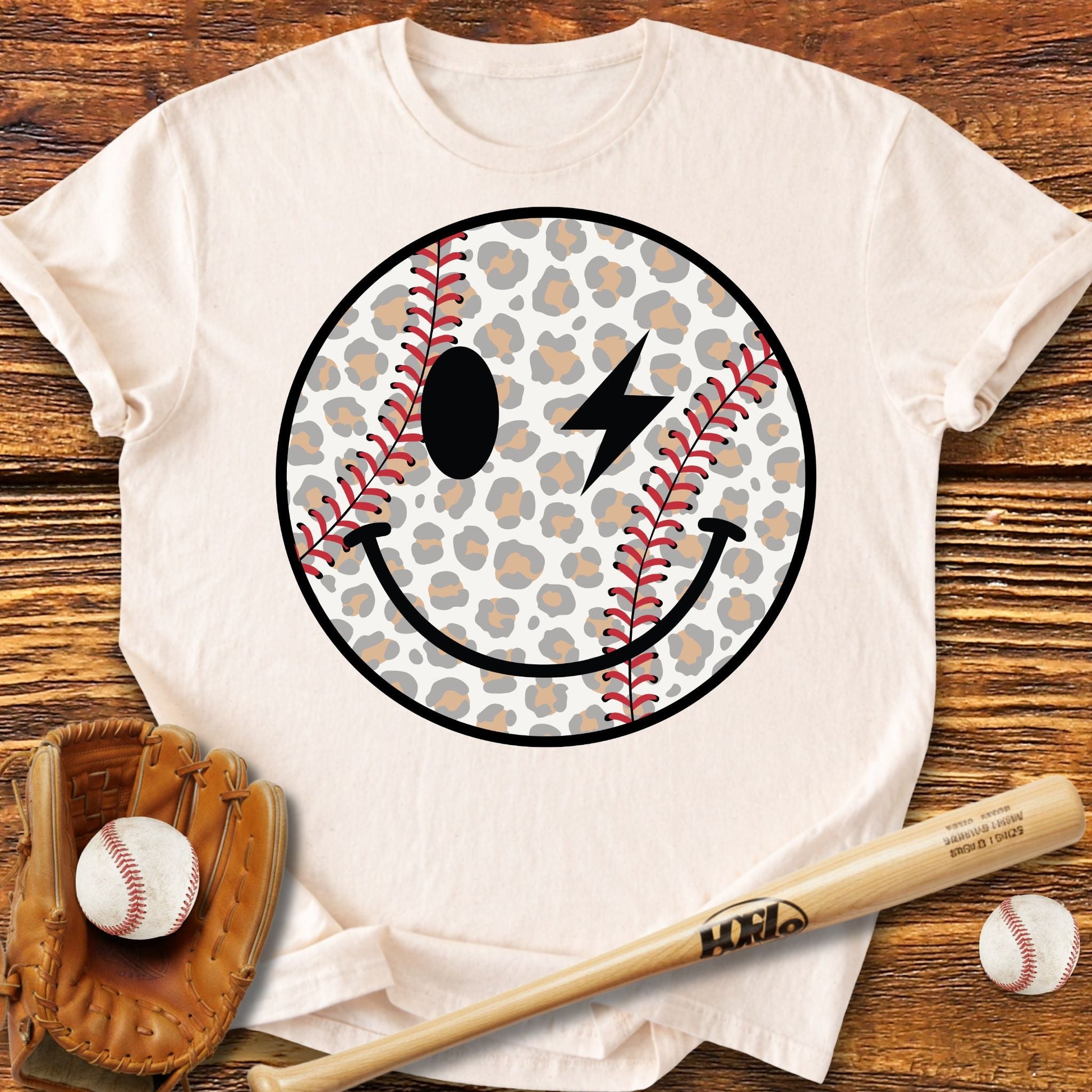 Baseball Smily Leopard T-Shirt - HomeRun PrintsT-Shirt