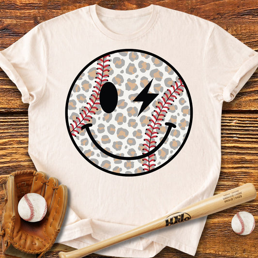 Baseball Smily Leopard T-Shirt - HomeRun PrintsT-Shirt