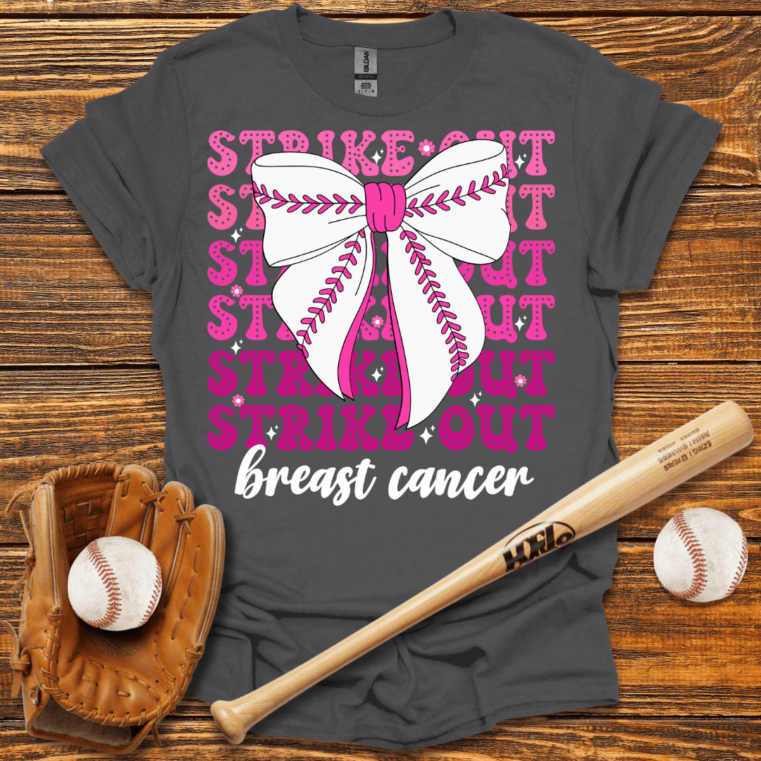 Baseball Strike Out Breast Cancer T-Shirt - HomeRun PrintsT-Shirt