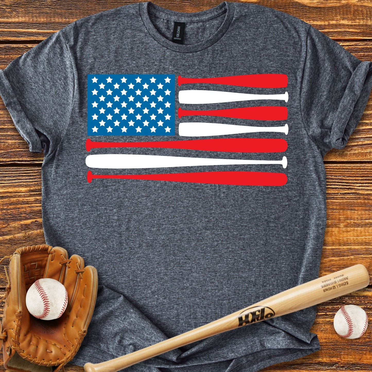 Baseball USA Flag T-Shirt - HomeRun PrintsT-Shirt