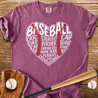Baseball Word Heart - HomeRun PrintsComfort Colors