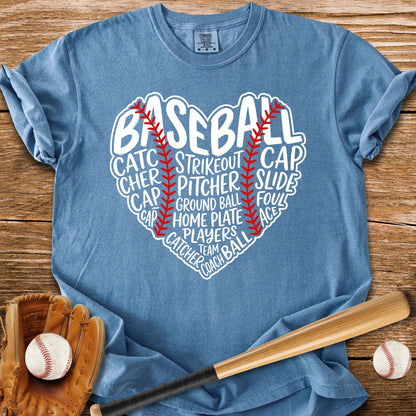Baseball Word Heart - HomeRun PrintsComfort Colors