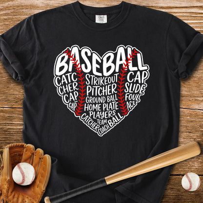 Baseball Word Heart - HomeRun PrintsComfort Colors