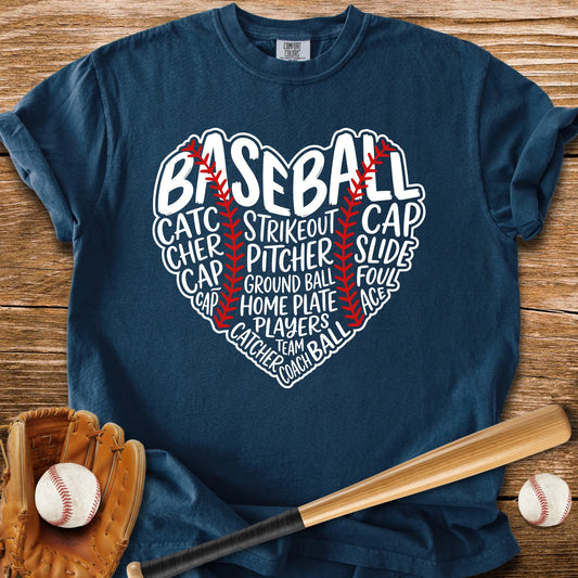 Baseball Word Heart - HomeRun PrintsComfort Colors