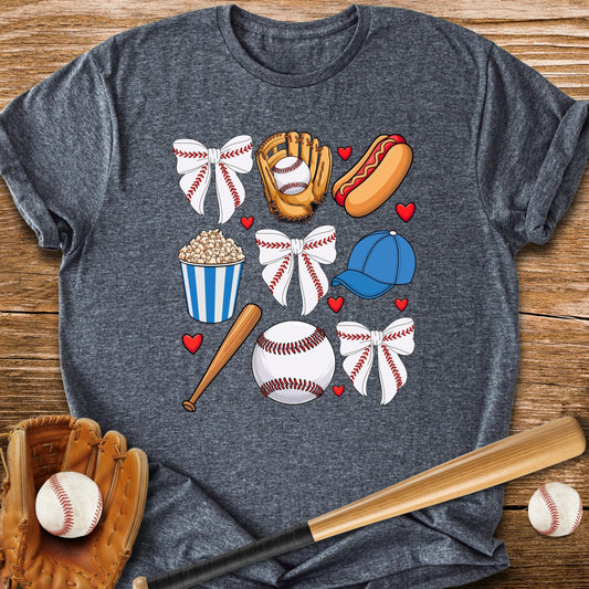 Blue Baseball Coquette Bow - HomeRun PrintsT-Shirt