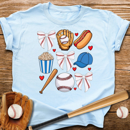 Blue Coquette Bow Youth Tee - HomeRun PrintsKids clothes