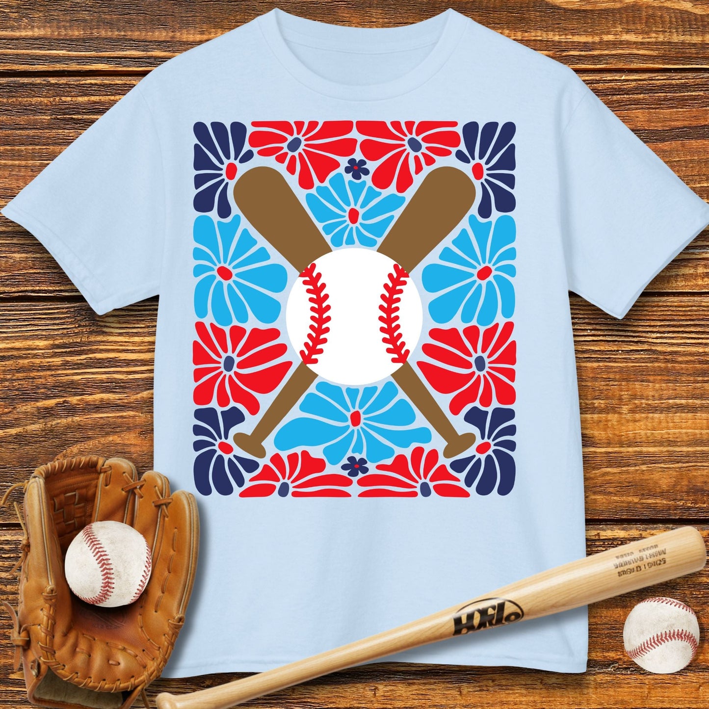 Boho Flower Baseball Kids T-shirt - HomeRun PrintsKids clothes