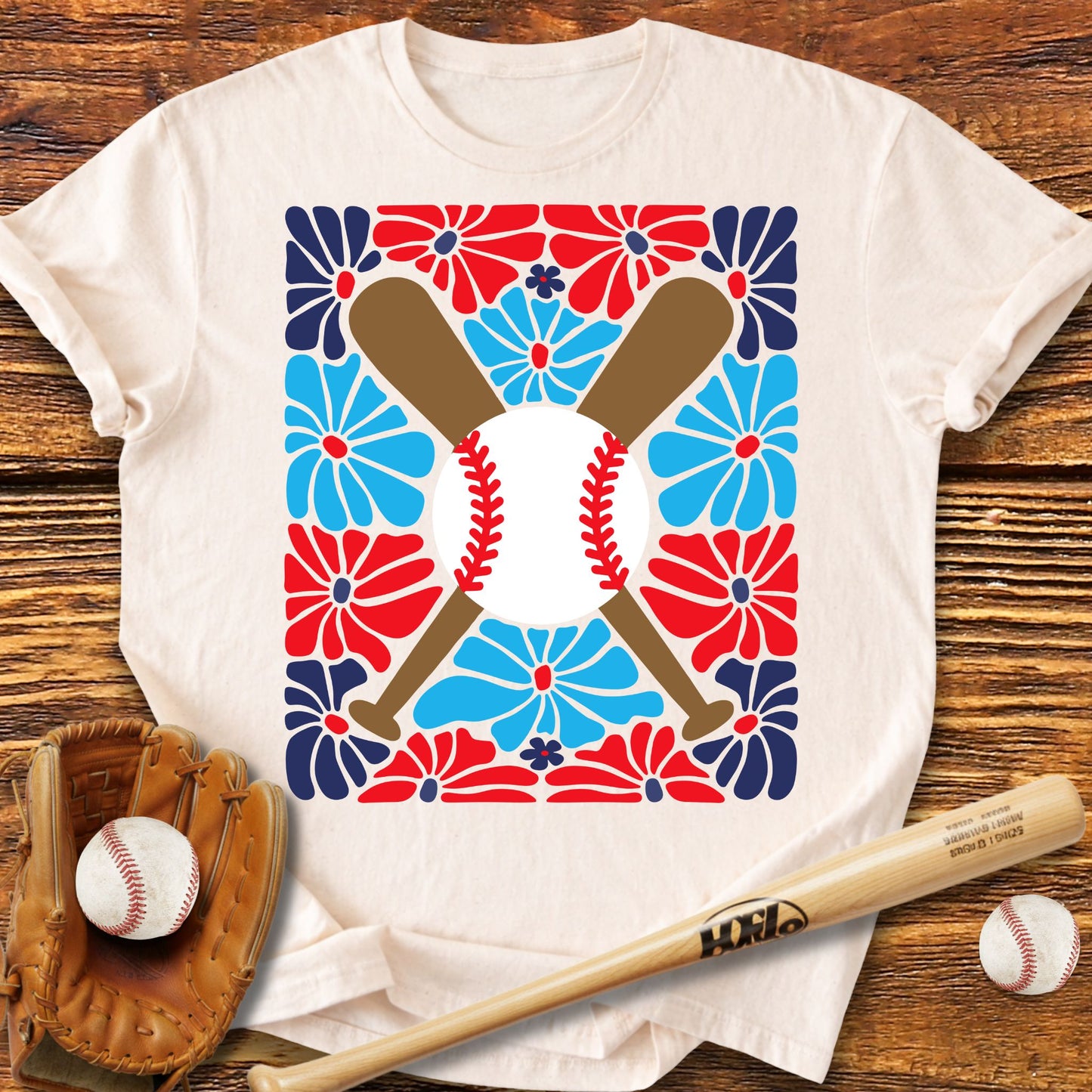 Boho Flower Baseball T-shirt - HomeRun PrintsT-Shirt