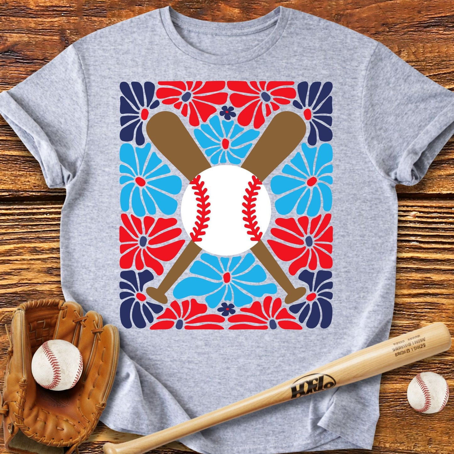 Boho Flower Baseball T-shirt - HomeRun PrintsT-Shirt
