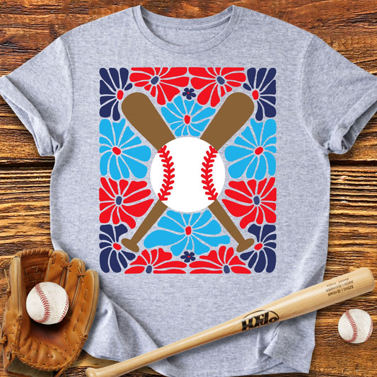 Boho Flower Baseball T-shirt - HomeRun PrintsT-Shirt