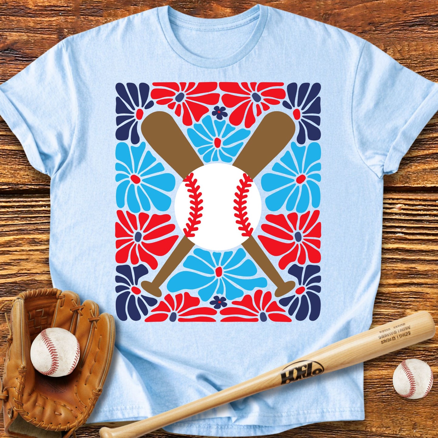 Boho Flower Baseball T-shirt - HomeRun PrintsT-Shirt