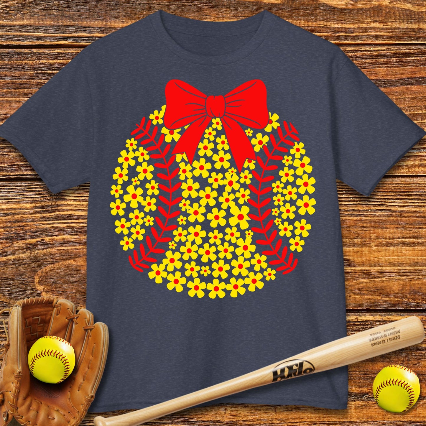 Boho Flower Softball Kids T-shirt - HomeRun PrintsKids clothes