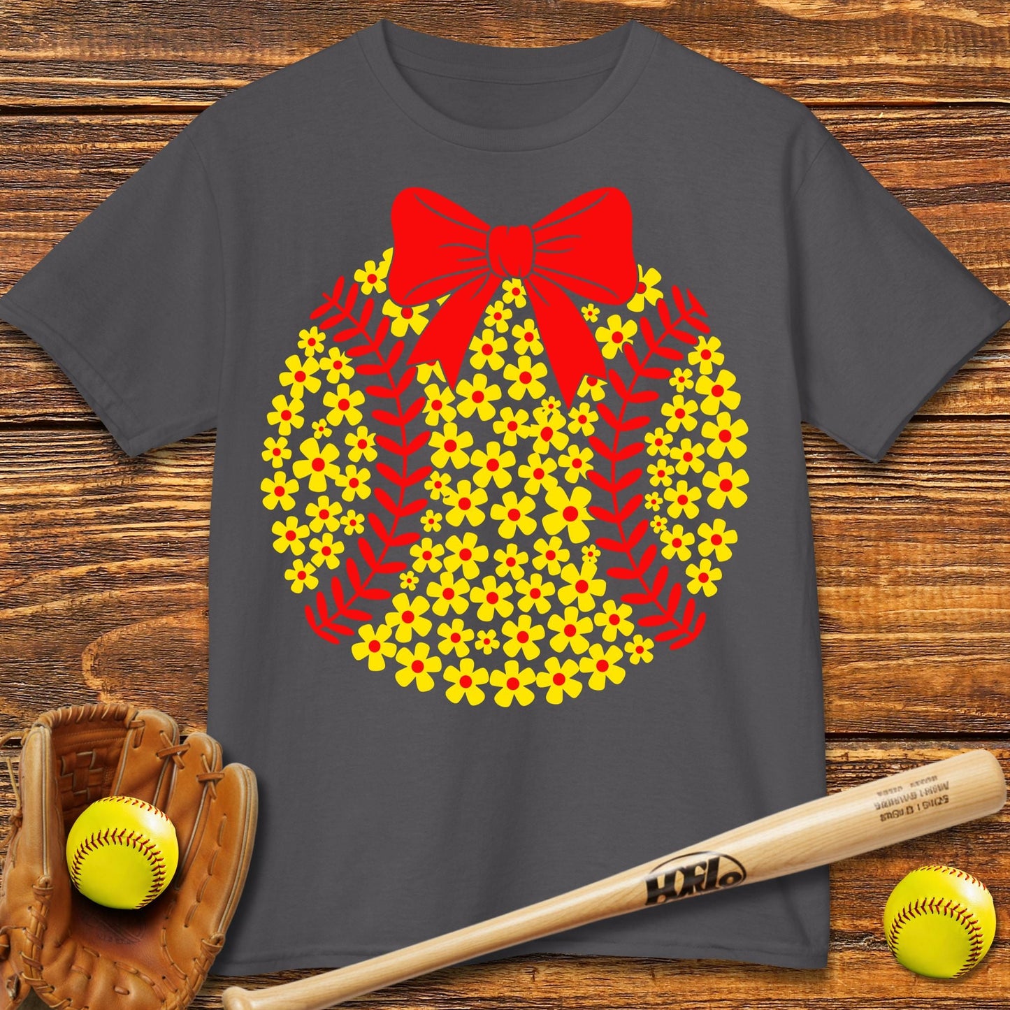 Boho Flower Softball Kids T-shirt - HomeRun PrintsKids clothes