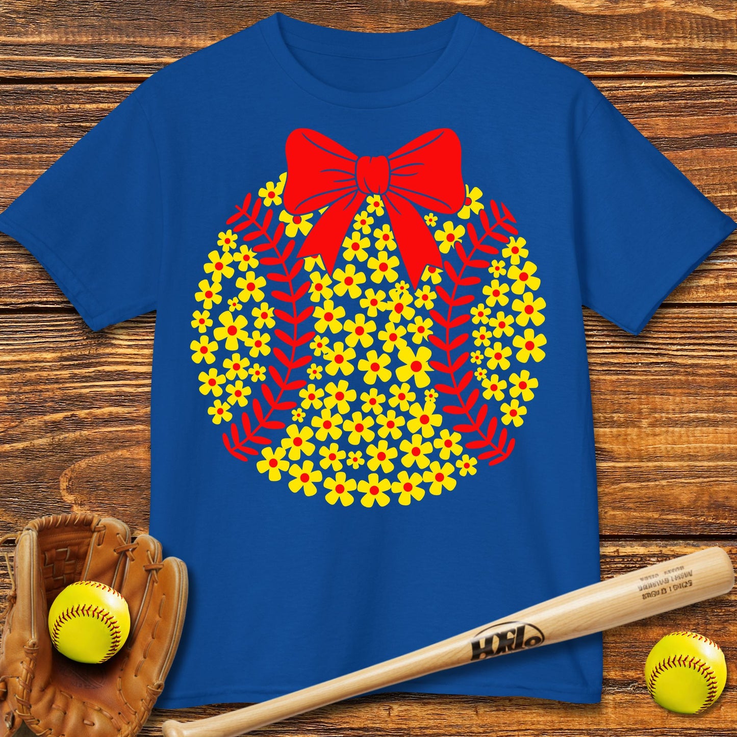 Boho Flower Softball Kids T-shirt - HomeRun PrintsKids clothes