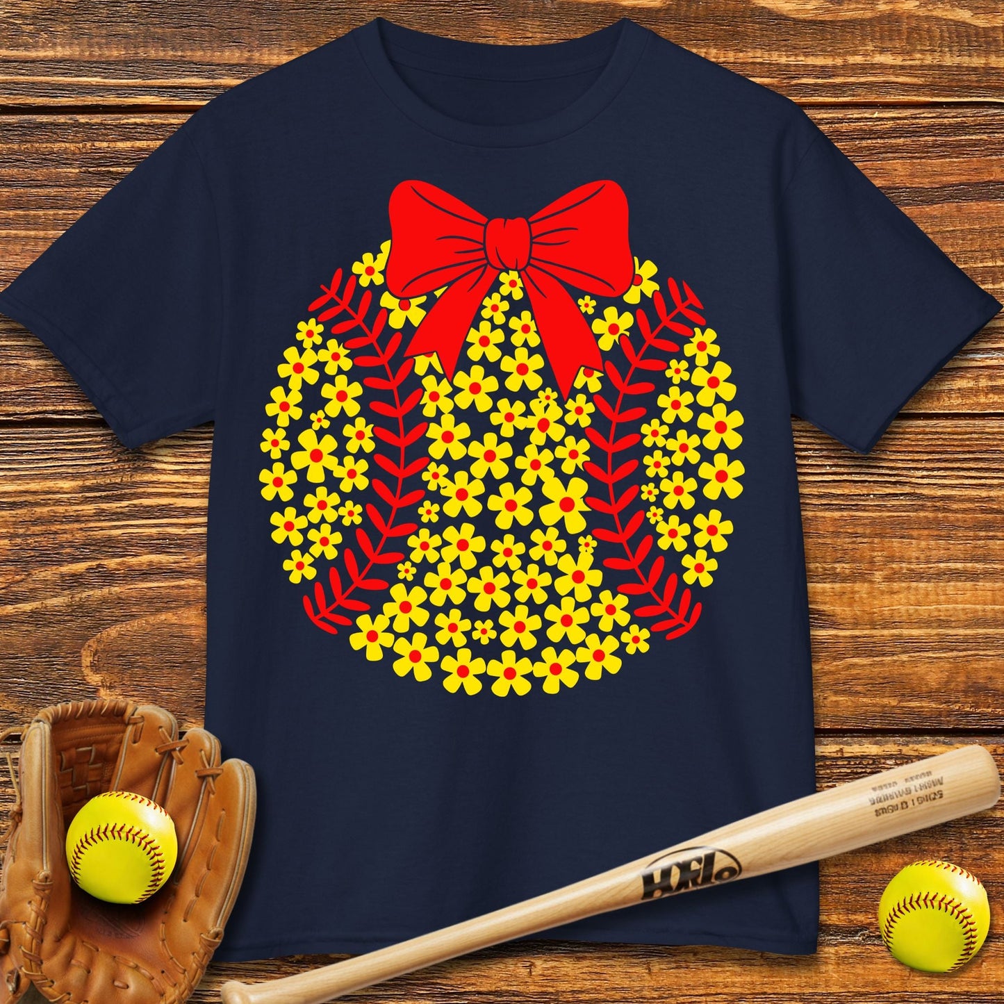 Boho Flower Softball Kids T-shirt - HomeRun PrintsKids clothes