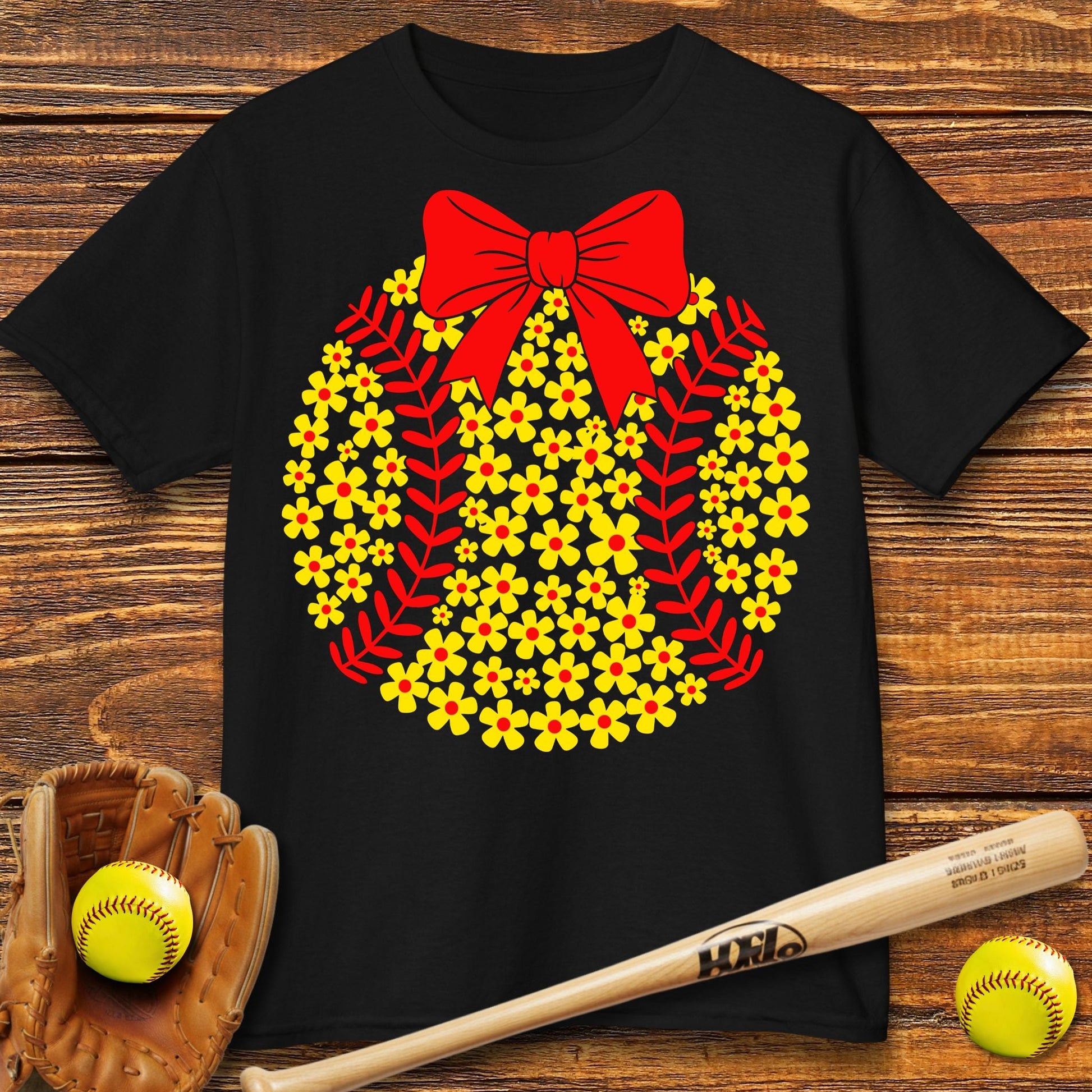 Boho Flower Softball Kids T-shirt - HomeRun PrintsKids clothes