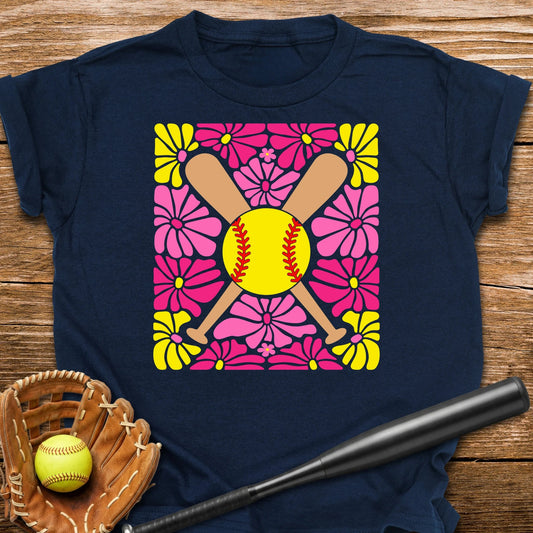 Boho Flower Softball Youth Tee - HomeRun PrintsKids clothes
