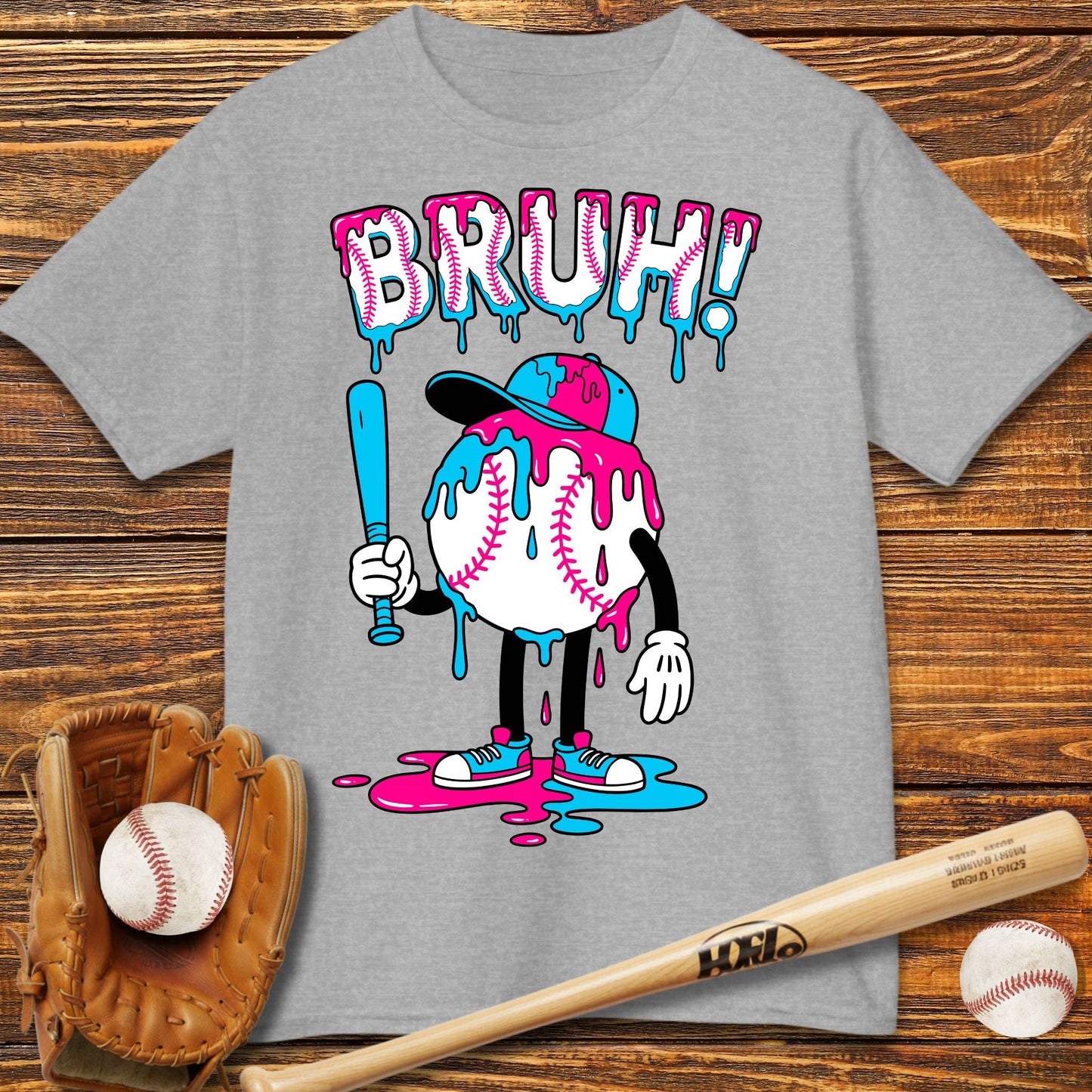 Bruh Baseball Drip Kids T-Shirt - HomeRun PrintsKids clothes