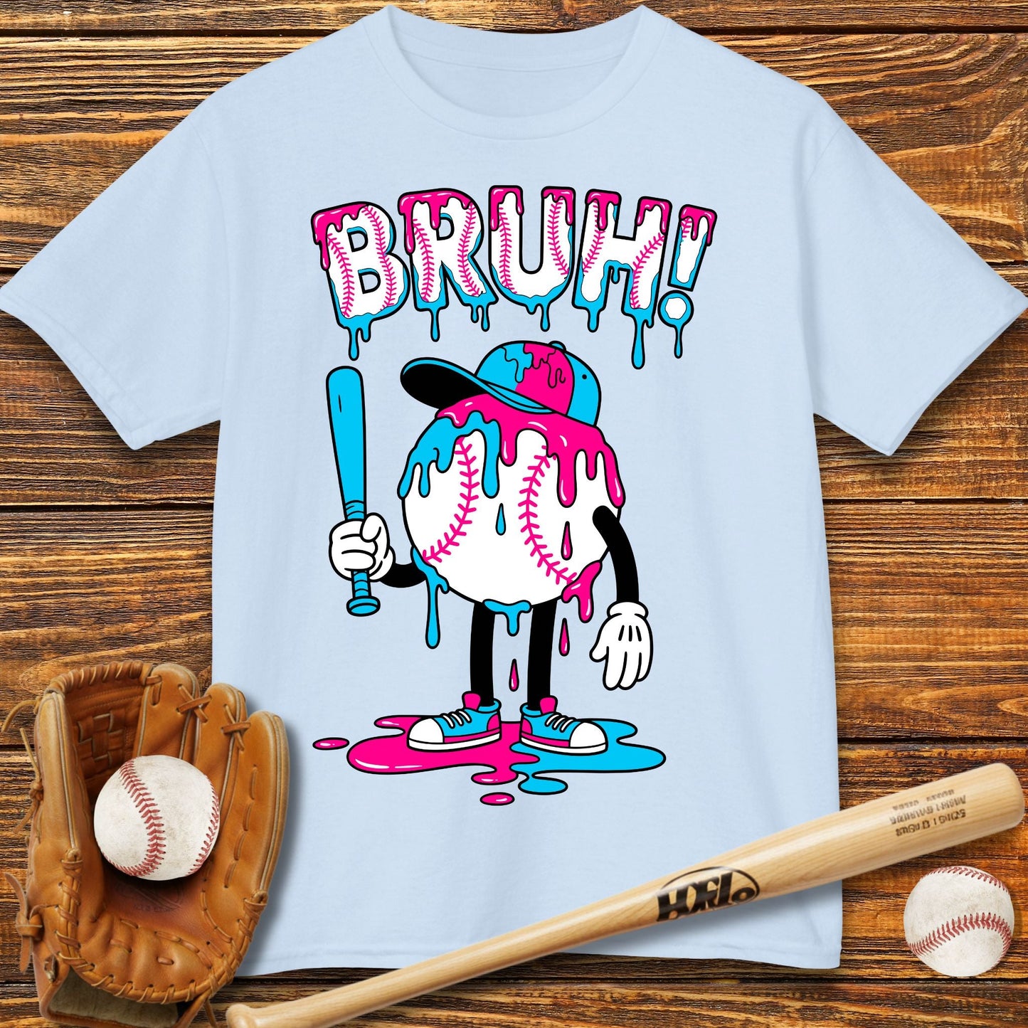 Bruh Baseball Drip Kids T-Shirt - HomeRun PrintsKids clothes