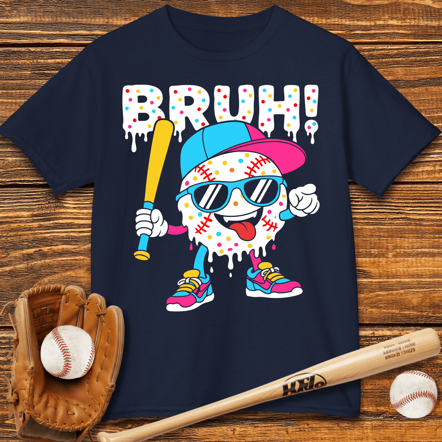 Bruh Baseball Drip Kids T-shirt - HomeRun PrintsKids clothes