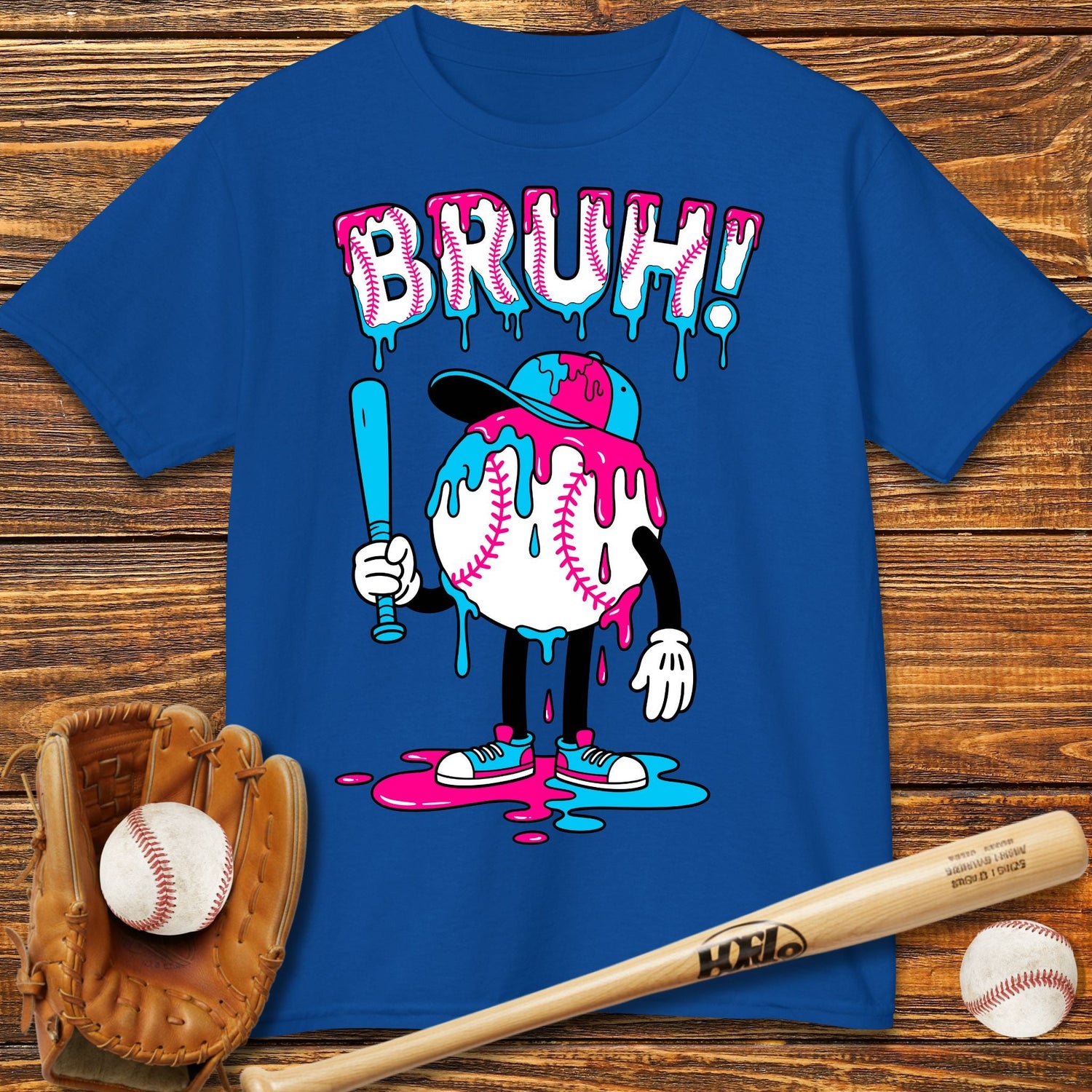 Bruh Baseball Drip Kids T-Shirt - HomeRun PrintsKids clothes