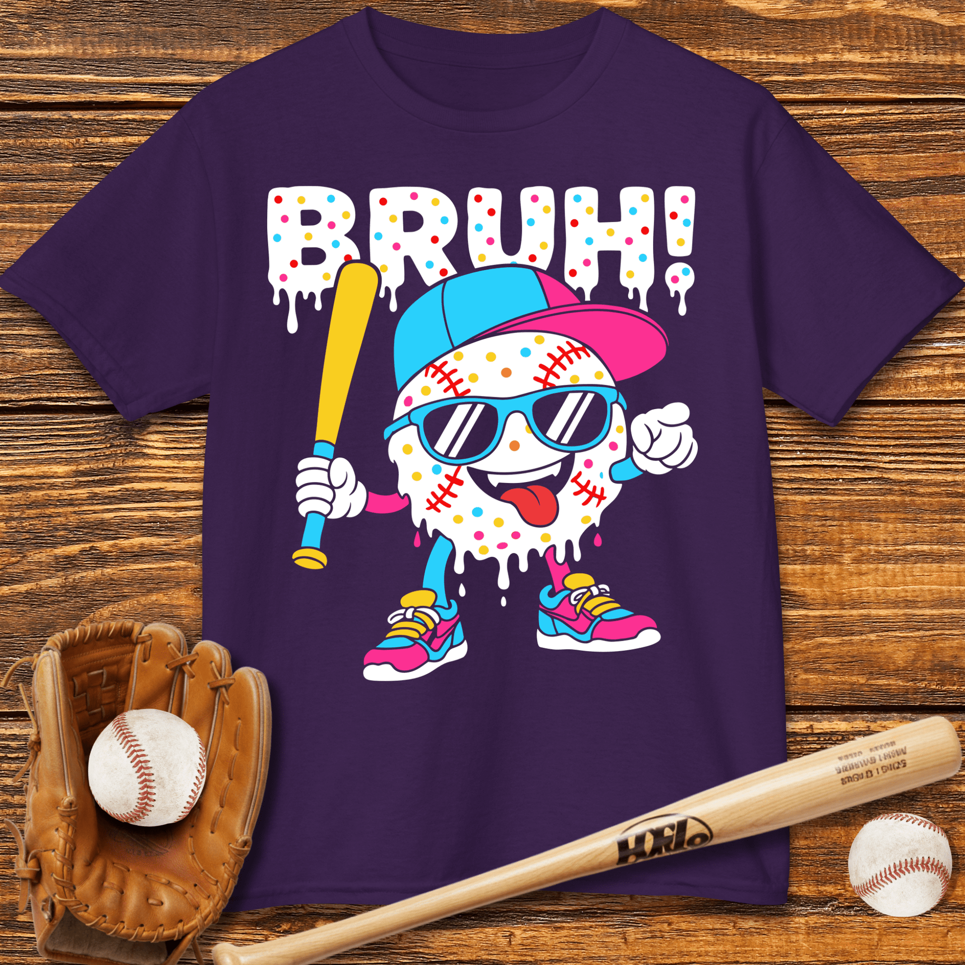 Bruh Baseball Drip Kids T-shirt - HomeRun PrintsKids clothes