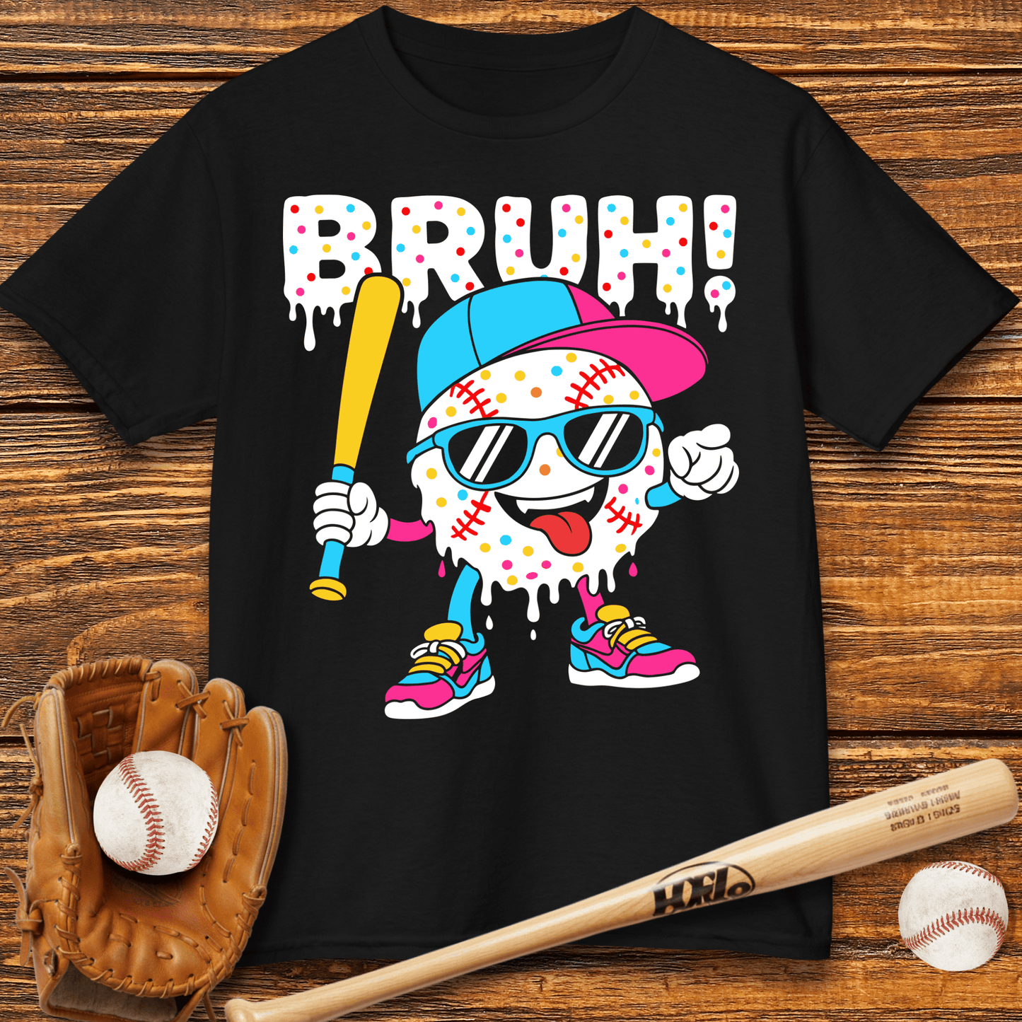 Bruh Baseball Drip Kids T-shirt - HomeRun PrintsKids clothes