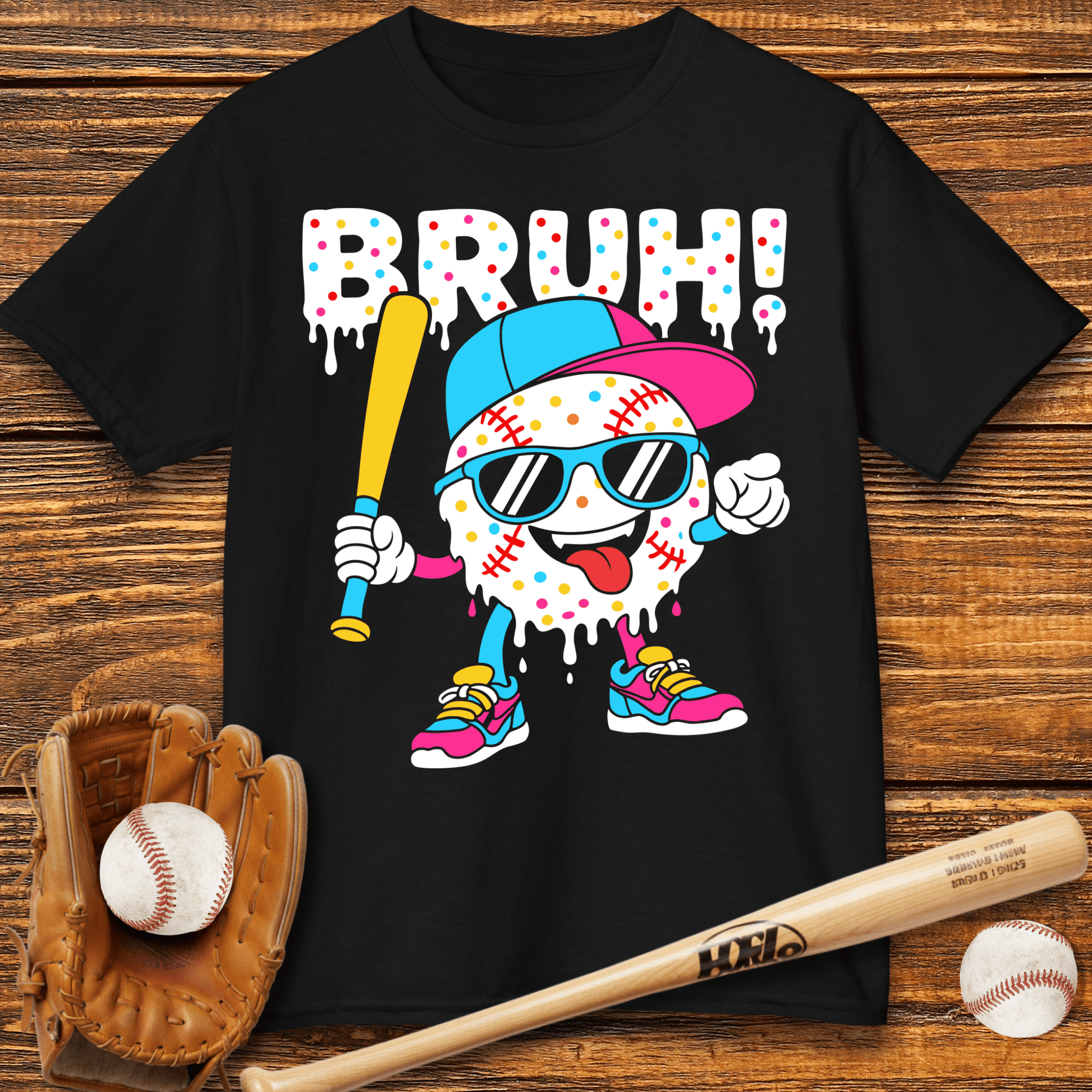 Bruh Baseball Drip Kids T-shirt - HomeRun PrintsKids clothes