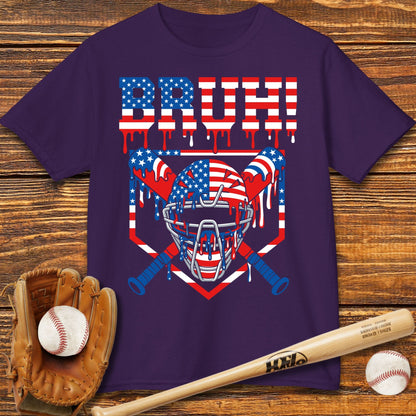 Bruh Patriotic Catcher Drip Kids T-shirt - HomeRun PrintsKids clothes