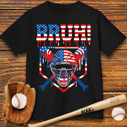 Bruh Patriotic Catcher Drip Kids T-shirt - HomeRun PrintsKids clothes