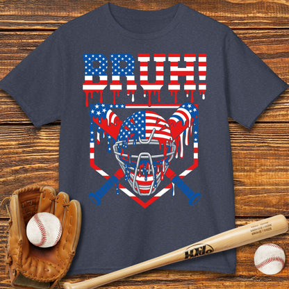 Bruh Patriotic Catcher Drip Kids T-shirt - HomeRun PrintsKids clothes