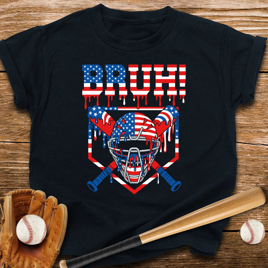 Bruh Patriotic Catcher Drip Youth Tee - HomeRun PrintsKids clothes