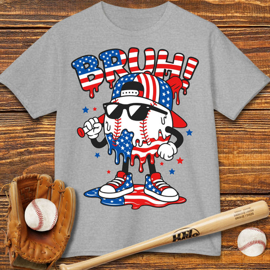 Bruh USA Baseball Drip Kids T-shirt - HomeRun PrintsKids clothes