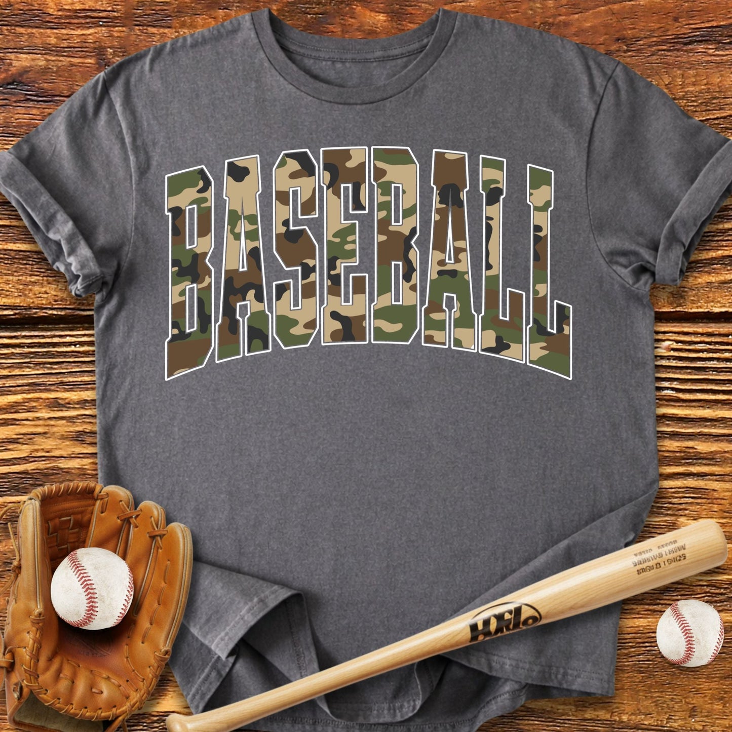 Camo Baseball Adult T-Shirt - HomeRun PrintsT-Shirt