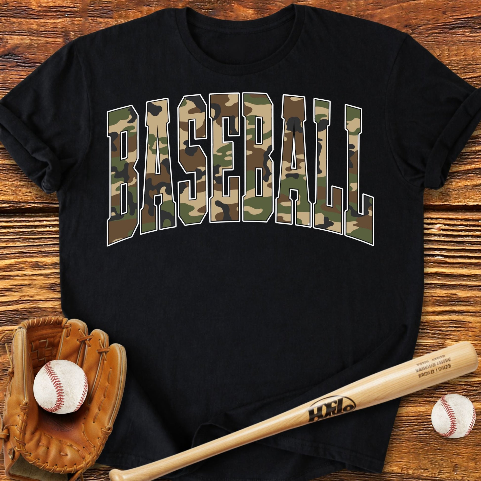 Camo Baseball Adult T-Shirt - HomeRun PrintsT-Shirt