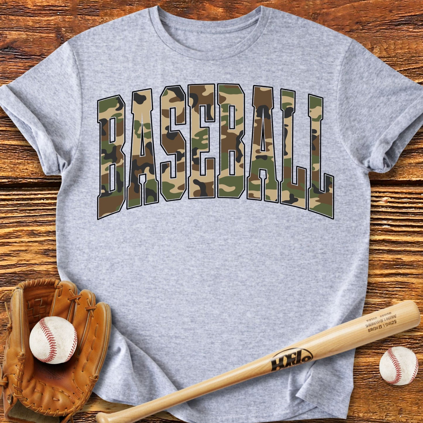 Camo Baseball Adult T-Shirt - HomeRun PrintsT-Shirt