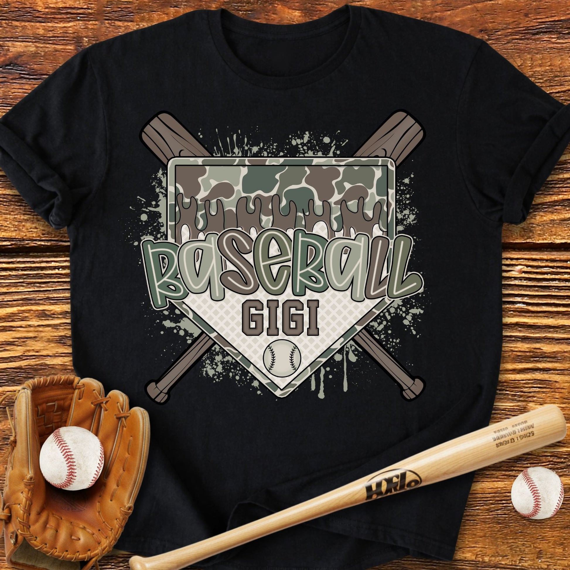 Camo Baseball Gigi T-Shirt - HomeRun PrintsT-Shirt