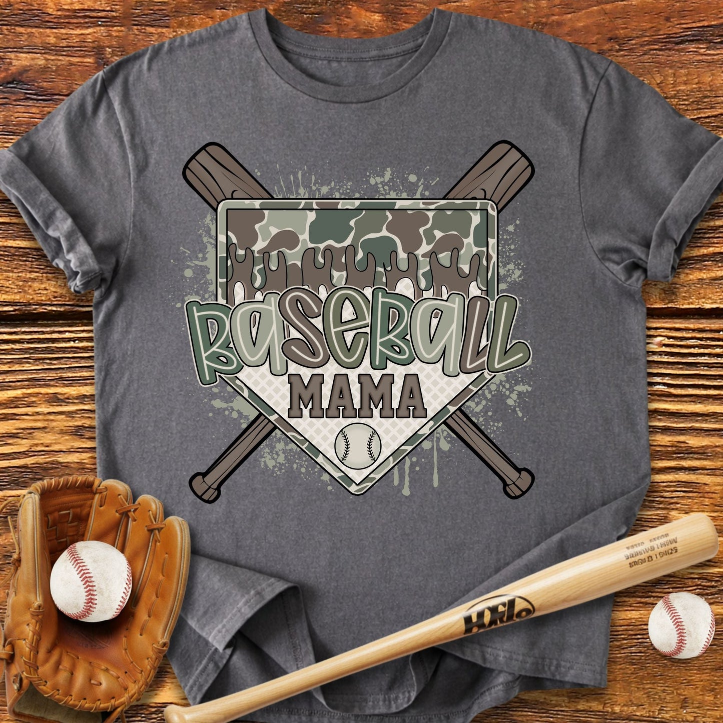 Camo Baseball Mama T-Shirt - HomeRun PrintsT-Shirt