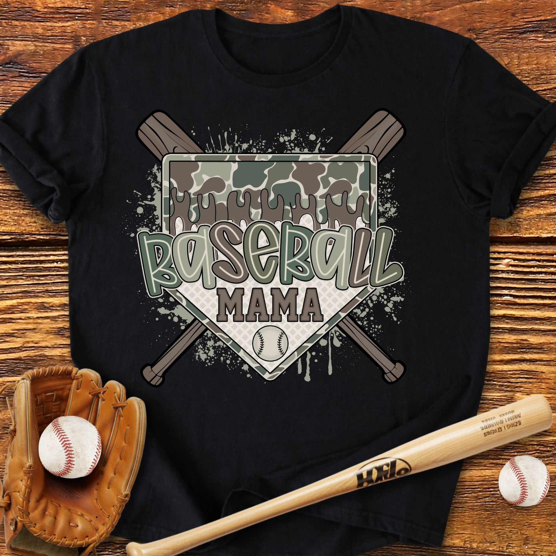 Camo Baseball Mama T-Shirt - HomeRun PrintsT-Shirt