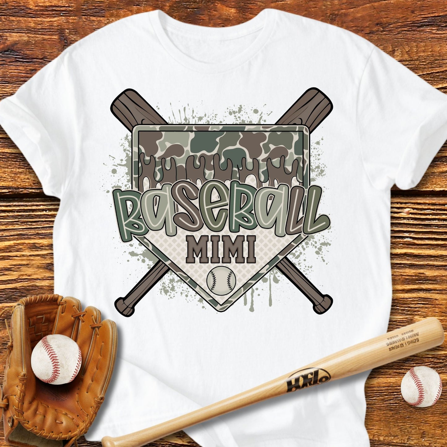 Camo Baseball Mimi T-Shirt - HomeRun PrintsT-Shirt