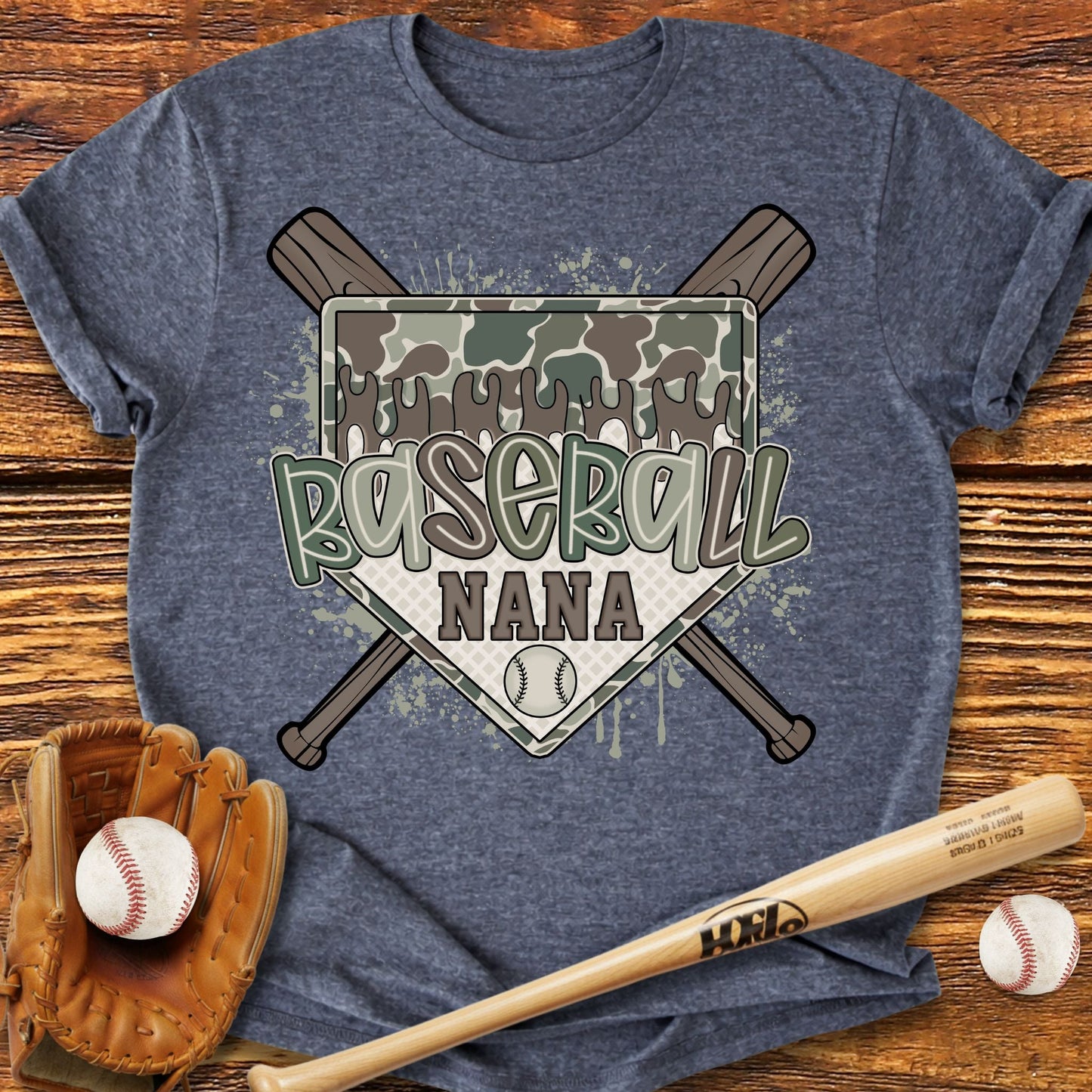 Camo Baseball Nana T-Shirt - HomeRun PrintsT-Shirt