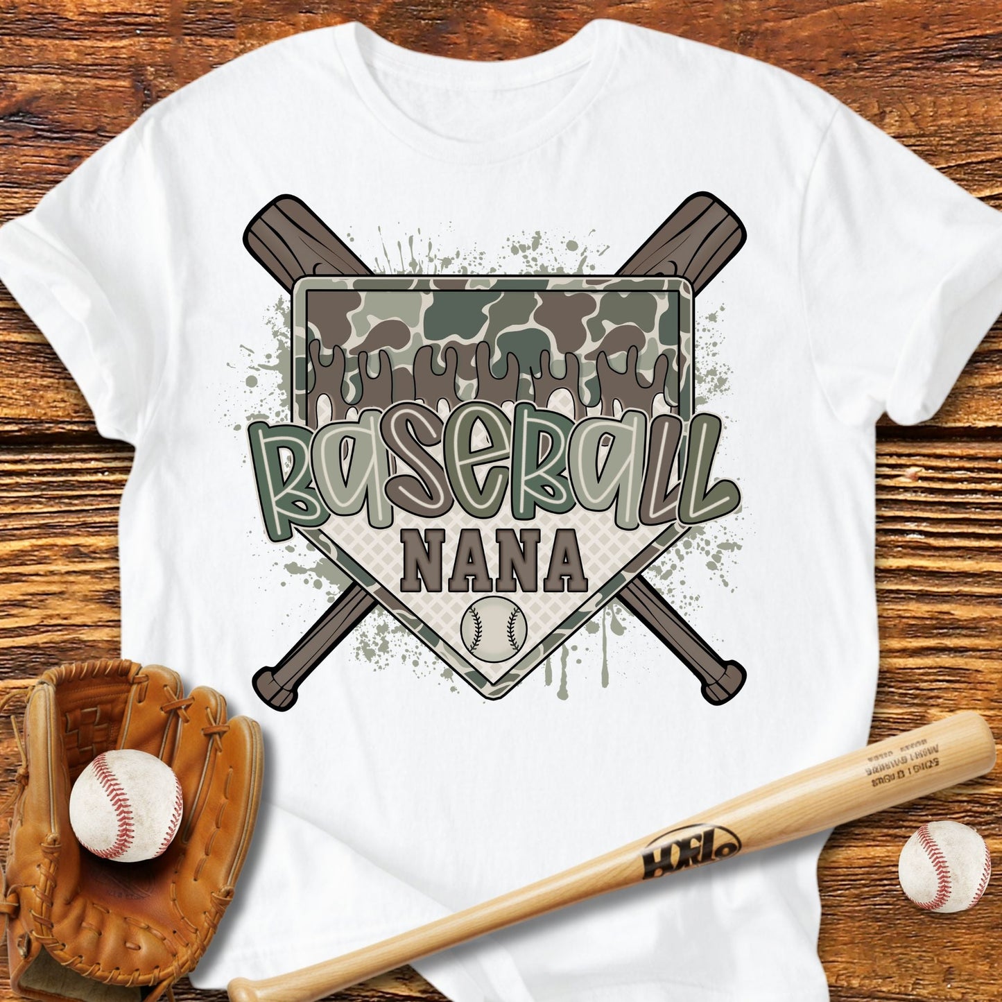 Camo Baseball Nana T-Shirt - HomeRun PrintsT-Shirt