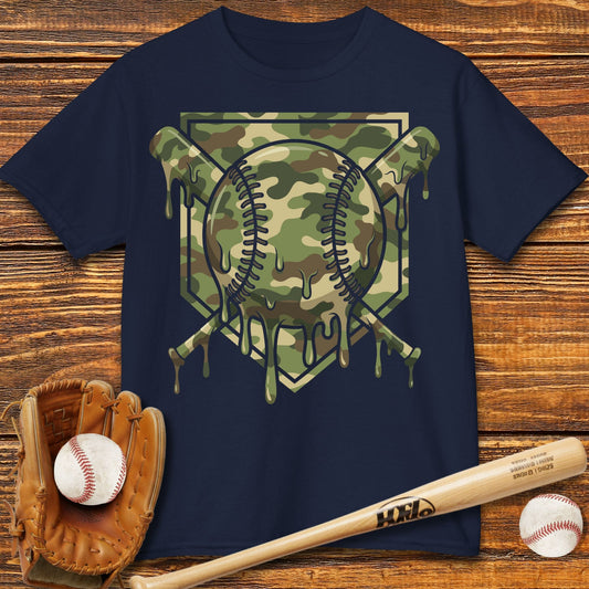 Camo Drip Baseball Kids T-shirt - HomeRun PrintsKids clothes