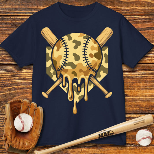 Camo Drip Baseball Kids T-shirt - HomeRun PrintsKids clothes