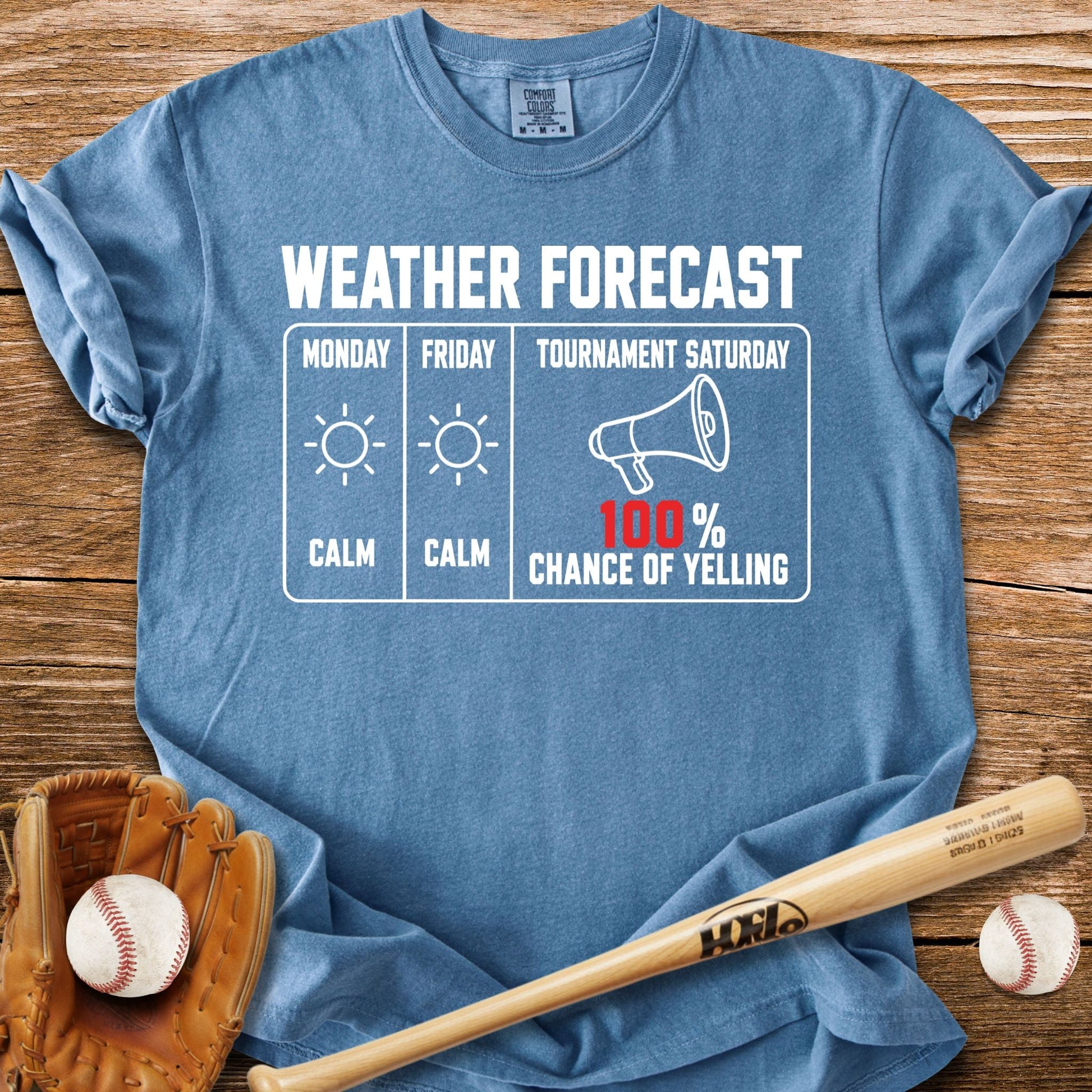 Chance Of Yelling Saturday T-Shirt - HomeRun PrintsComfort Colors