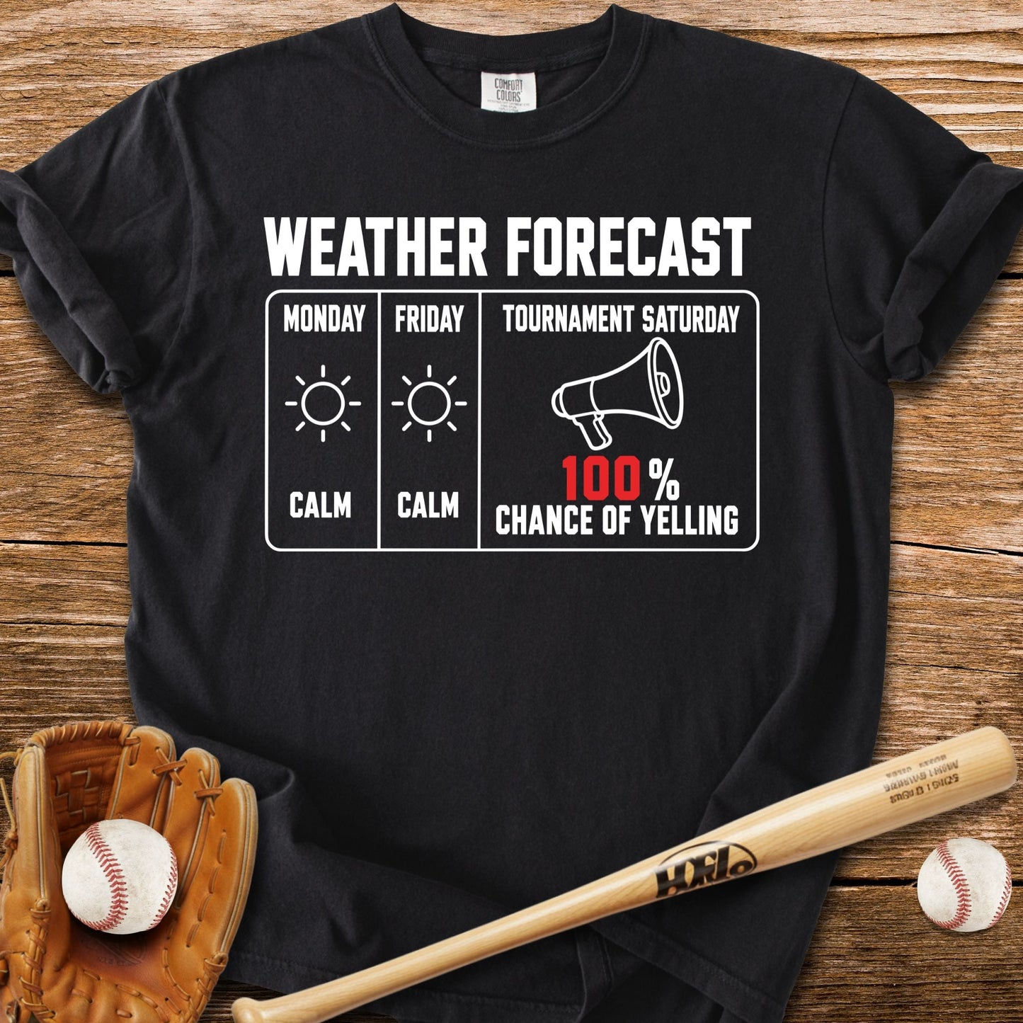 Chance Of Yelling Saturday T-Shirt - HomeRun PrintsComfort Colors