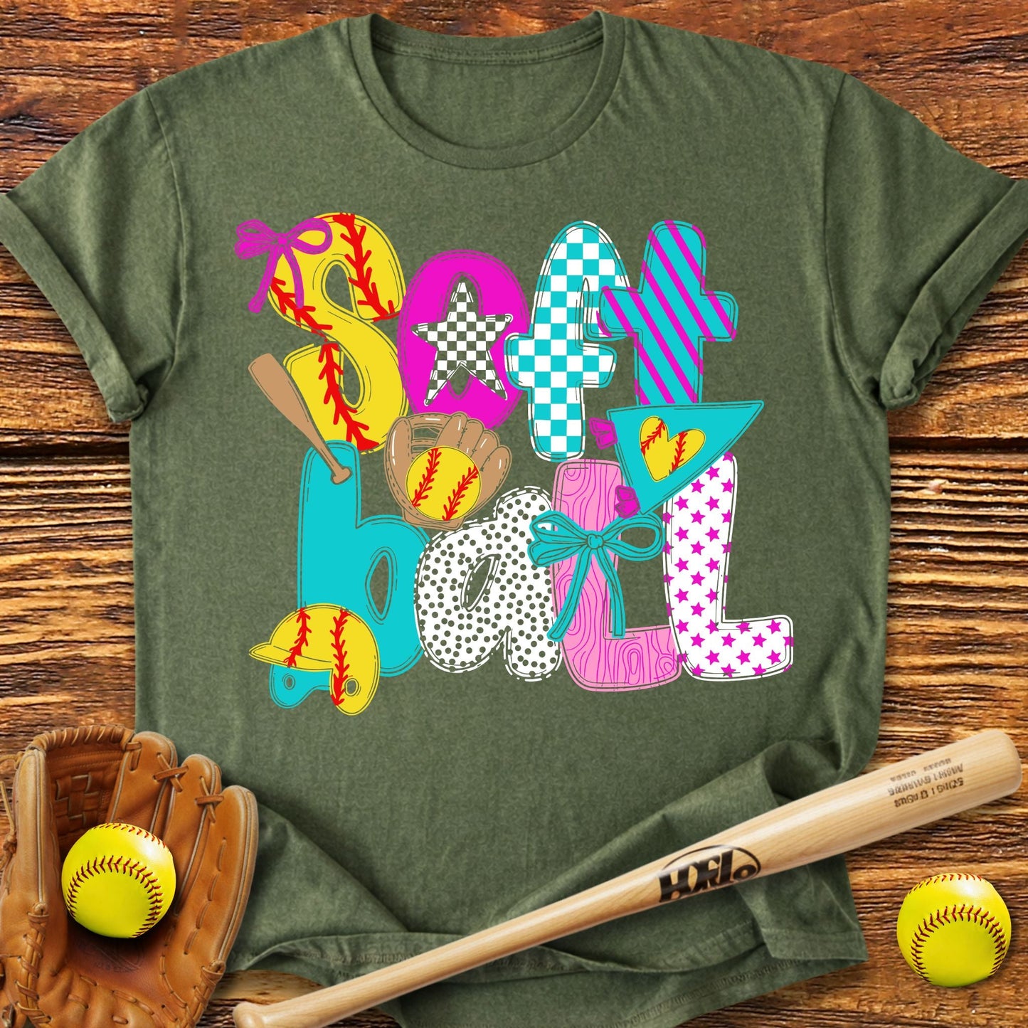 Cute Softball Bow Adult T-Shirt - HomeRun PrintsT-Shirt