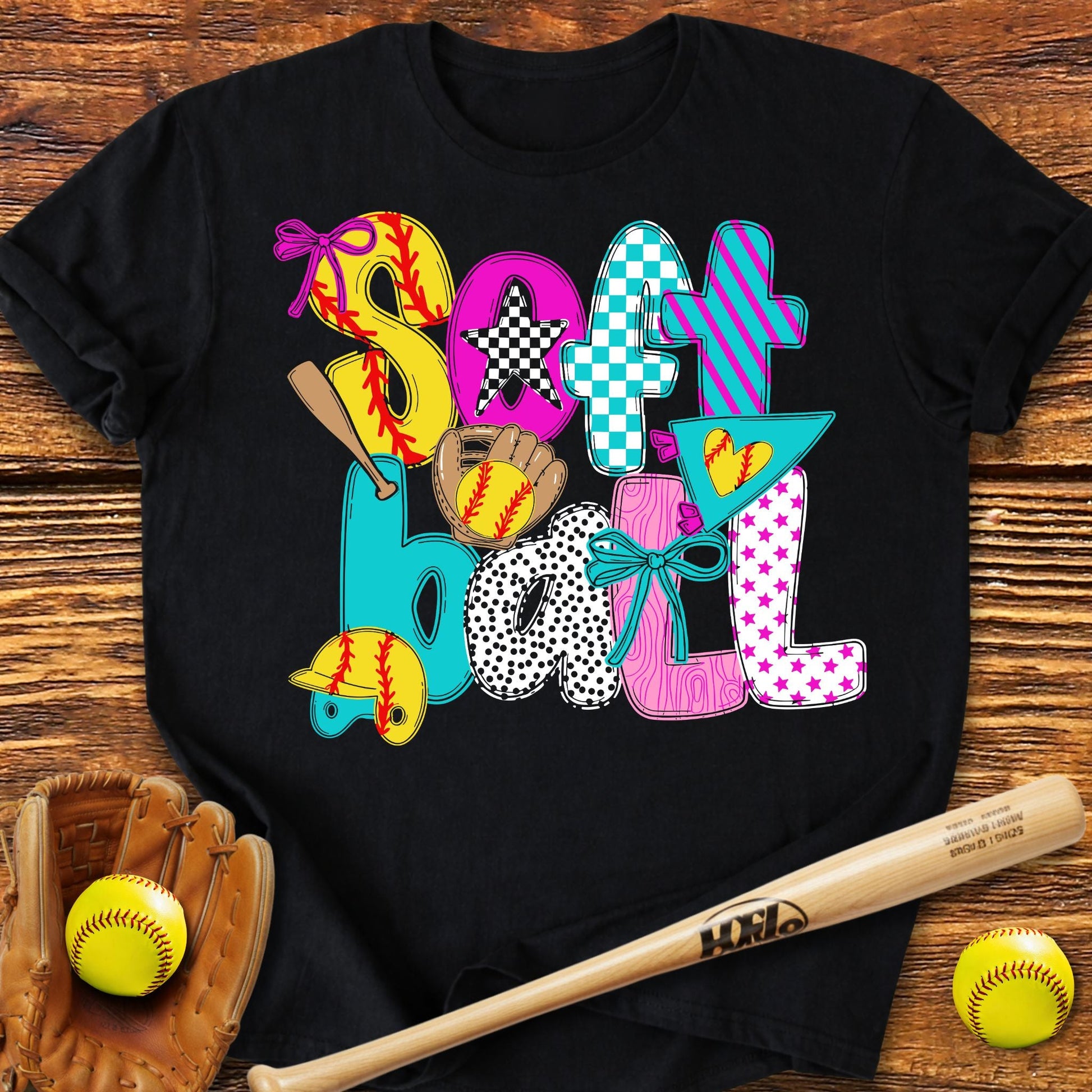 Cute Softball Bow Adult T-Shirt - HomeRun PrintsT-Shirt
