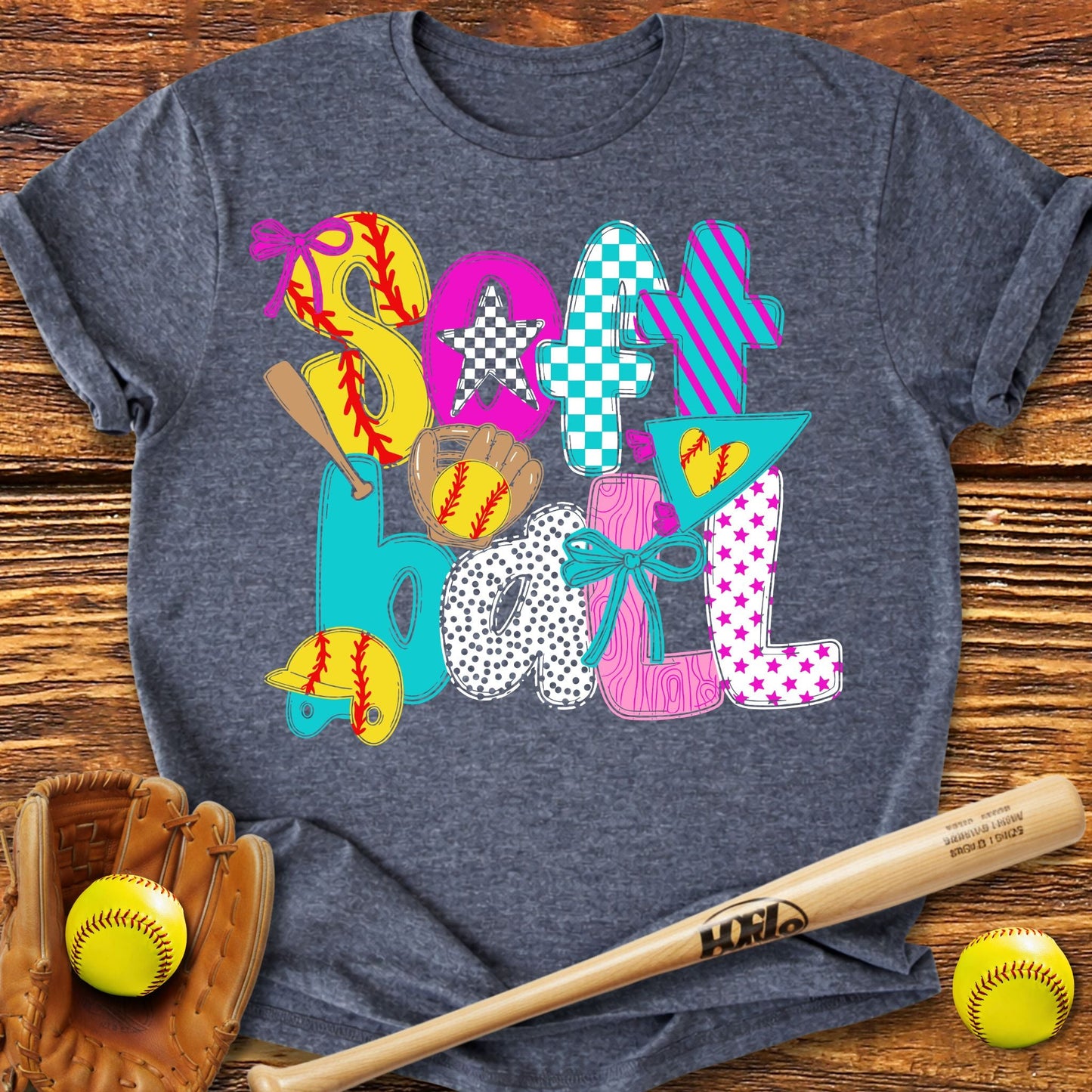Cute Softball Bow Adult T-Shirt - HomeRun PrintsT-Shirt