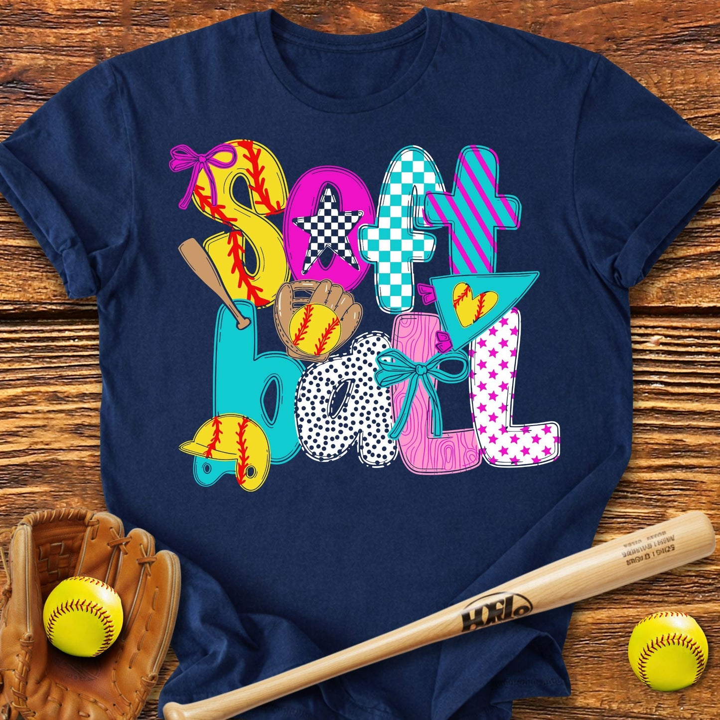 Cute Softball Bow Adult T-Shirt - HomeRun PrintsT-Shirt